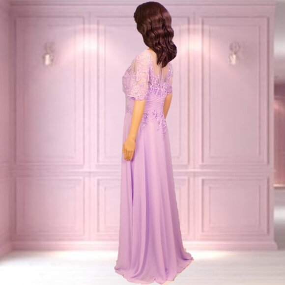 AZAZIE size A10 lilac fit/flare full-length gown 100% polyester dry clean only - Picture 6 of 16